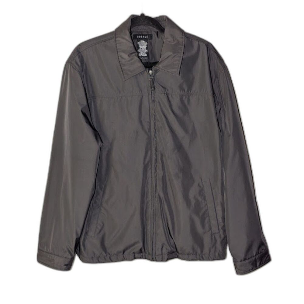 George Men's Jacket Large Brown Lightweight Quilted Lined Full Zip Casual Coat